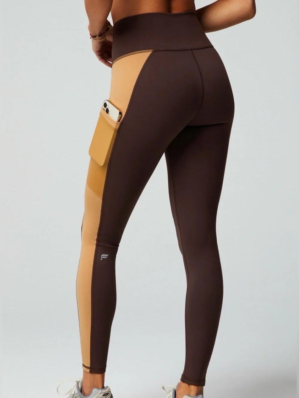 Fabletics PowerHold On-The-Go High Waisted Leggings Small Brown Colorblock